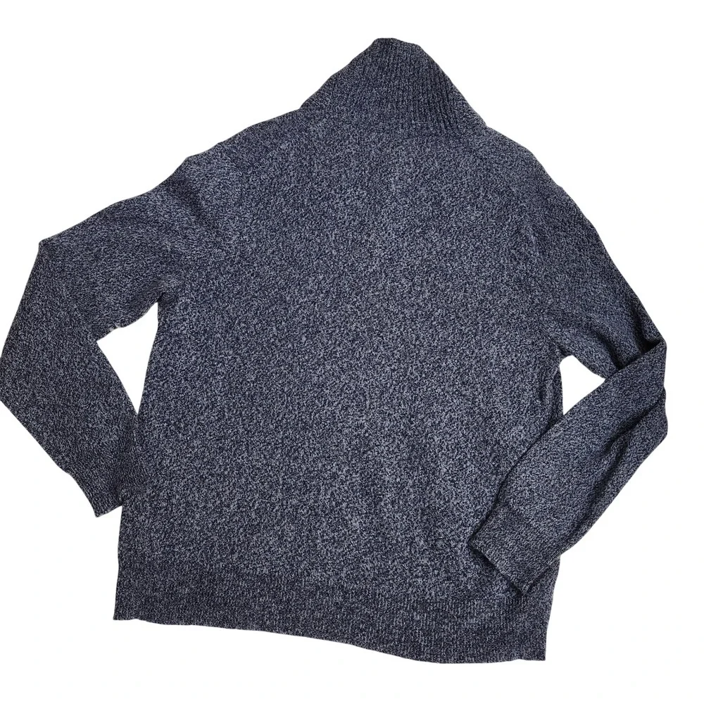 J Crew Lambswool Shawl Collar Knit Sweater Speckled Blue Mens‎ XXL Button Neck